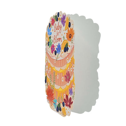 Baby in Bloom Spot Varnish Cutout Cake Pregnancy Card