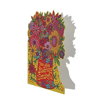 Blooming Wonderful Psychedelic Flowers Cutout Card