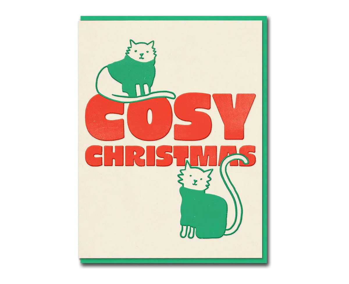 Cosy Christmas Cats Embossed Christmas Card