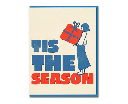 Tis The Season Christmas Present Embossed Christmas Card