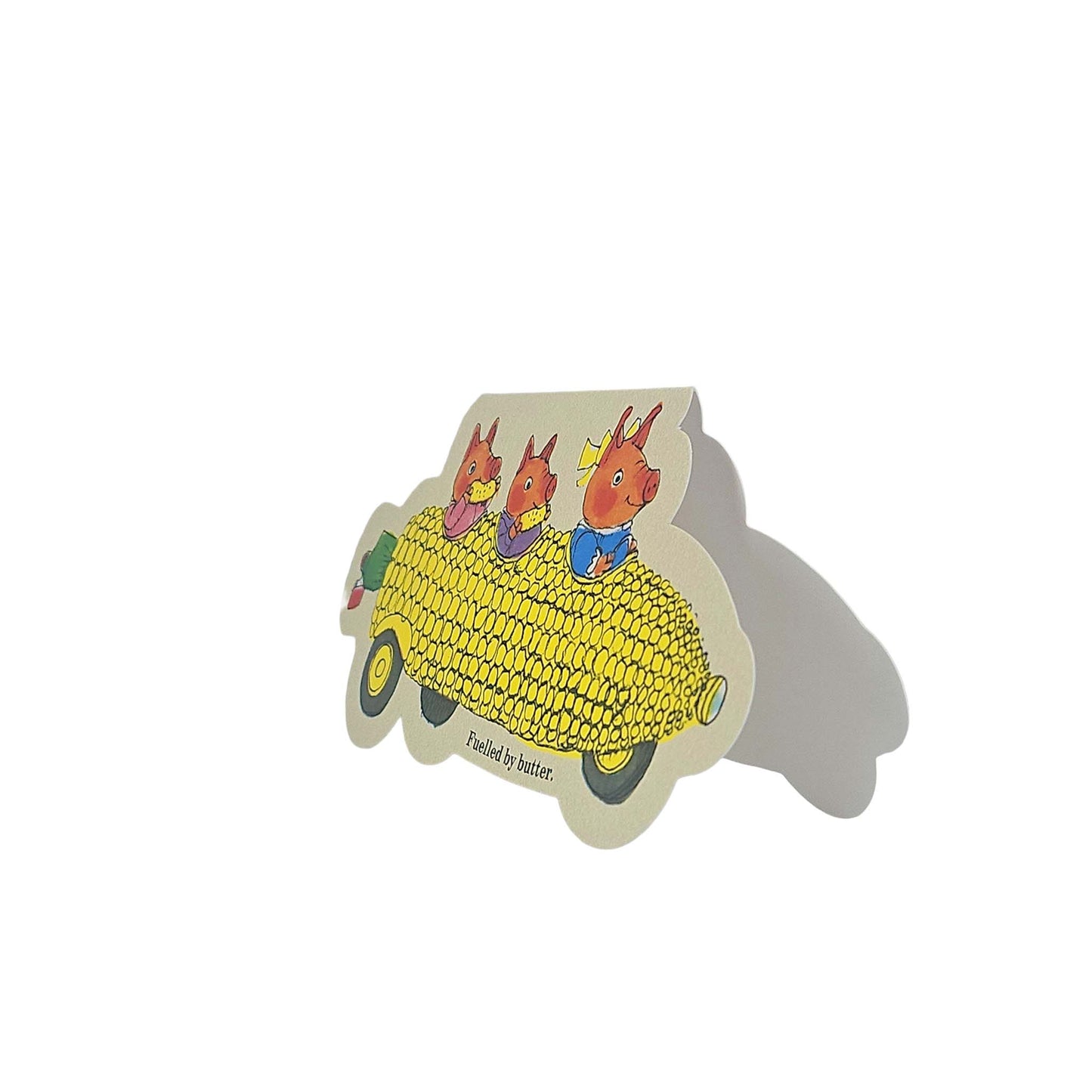 Corn on the Cob Pigs Car Richard Scarry Cutout Card