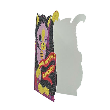 Pawesome Birthday Cat Cutout Birthday Card