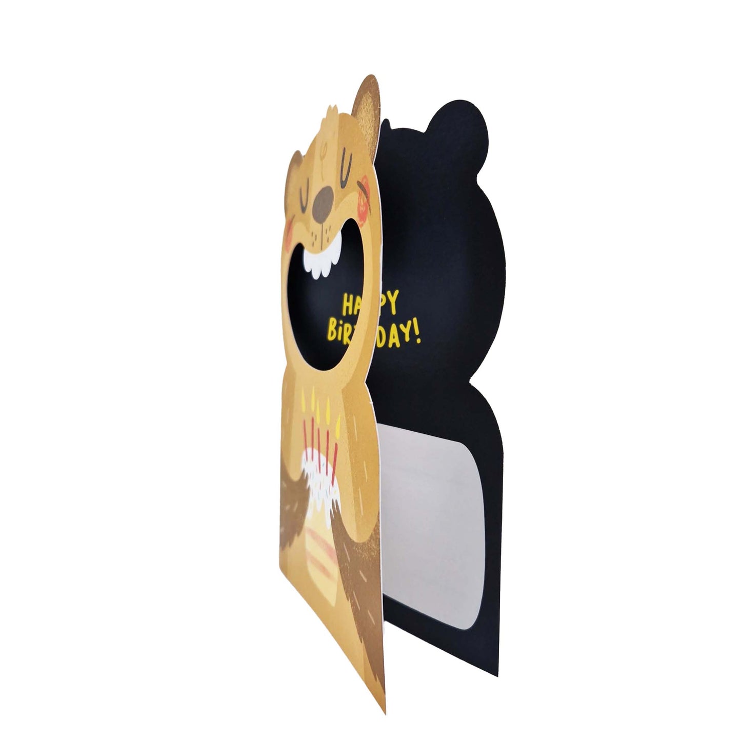 Big Mouthed Bear Die Cut Kids Birthday Card