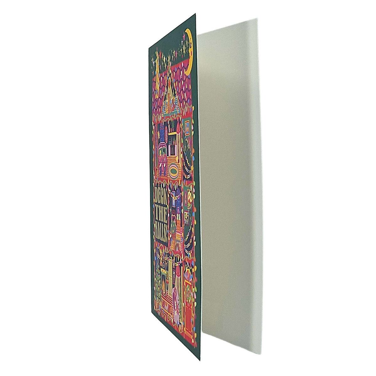 Deck the Halls House Gold Foiled Christmas Card