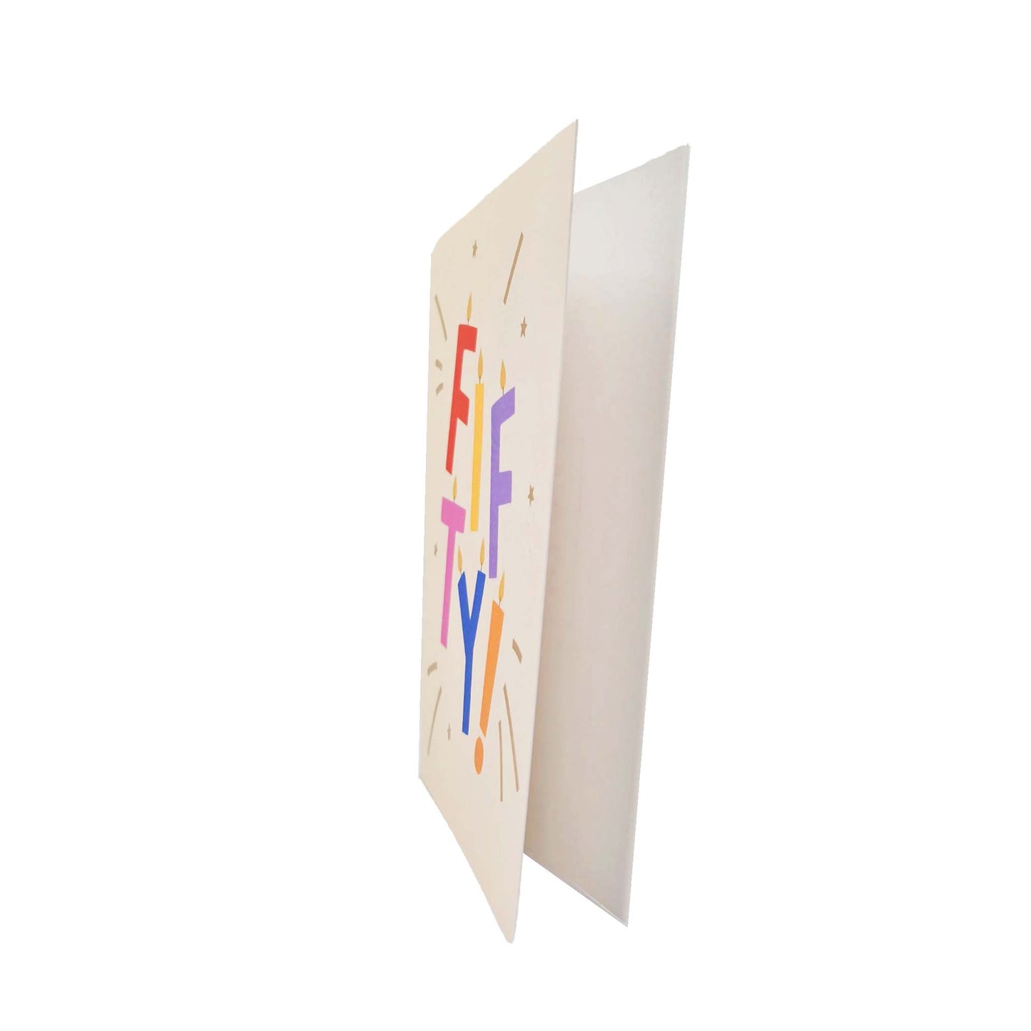 Gold Foiled Fifty! Letter Candles Birthday Card