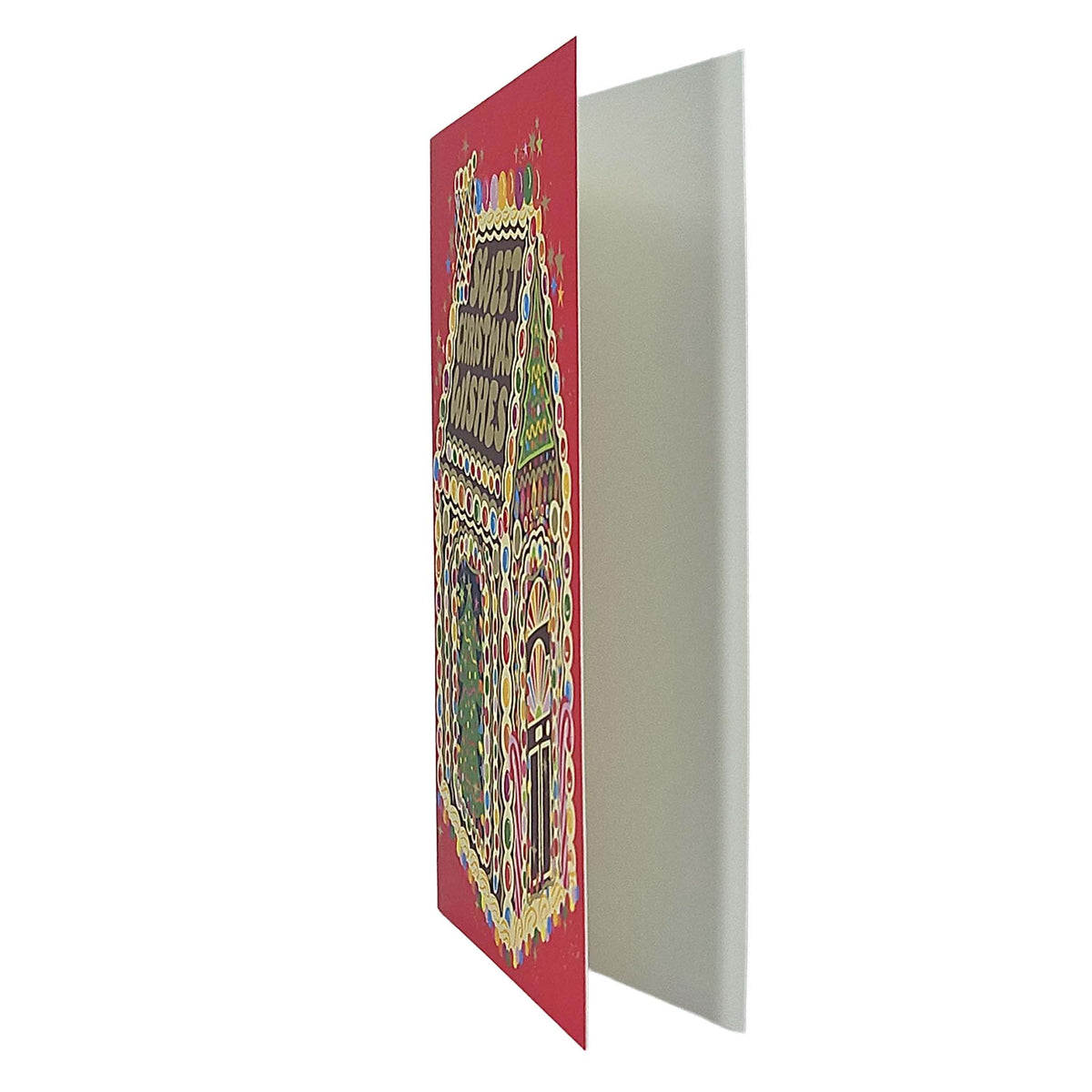 Sweet Christmas Wishes Gingerbread House Gold Foiled Christmas Card