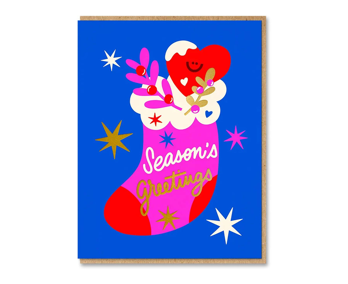 Christmas Stocking Gold Foiled Christmas Card