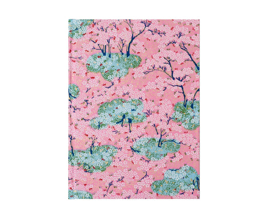 A5 Hardback Notebook Pink Blossom Trees Lined Pages