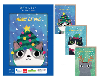 Pack of 9 Planet Cat Charity Christmas Cards