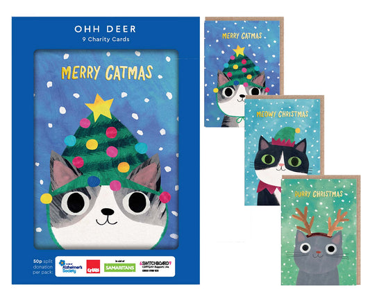 Pack of 9 Planet Cat Charity Christmas Cards