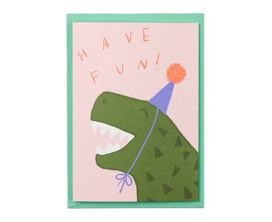 T-Rex Have Fun Illustrated Dinosaur Birthday Card