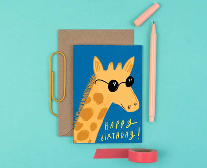 Happy Birthday Giraffe Illustrated Birthday Card