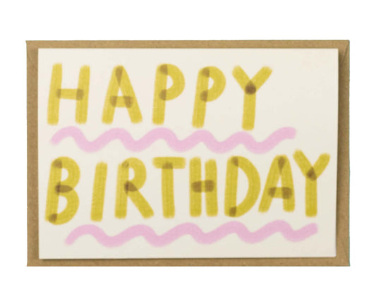 Happy Birthday Pink & Green Birthday Card