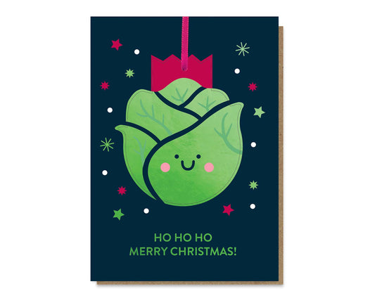 Brussel Sprout Pop-Out Bauble Foiled Christmas Card