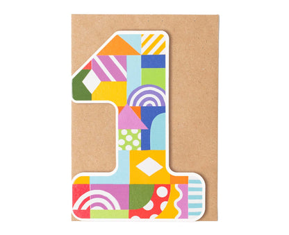 Number One Die Cut 1st Birthday Card