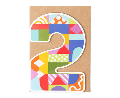 Number Two Die Cut 2nd Birthday Card