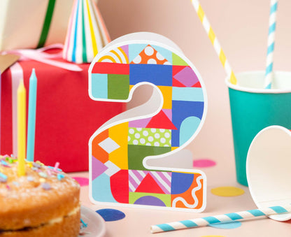 Number Two Die Cut 2nd Birthday Card