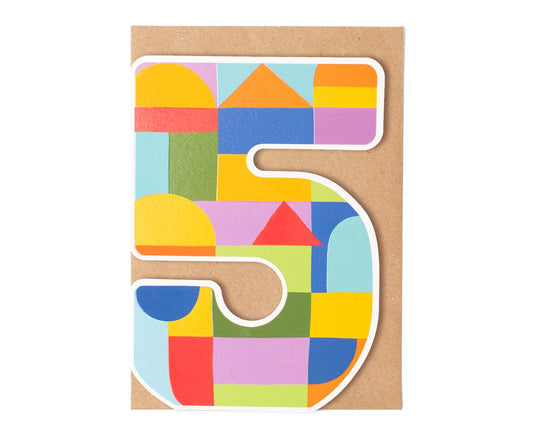 Number Five Die Cut 5th Birthday Card