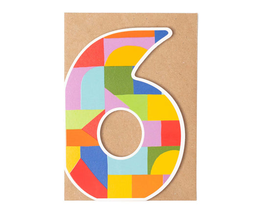 Number Six Die Cut 6th Birthday Card