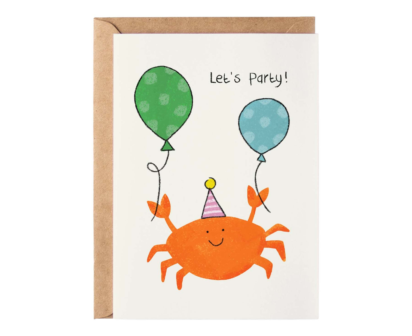 Let's Party Crab Balloons Kids Birthday Card