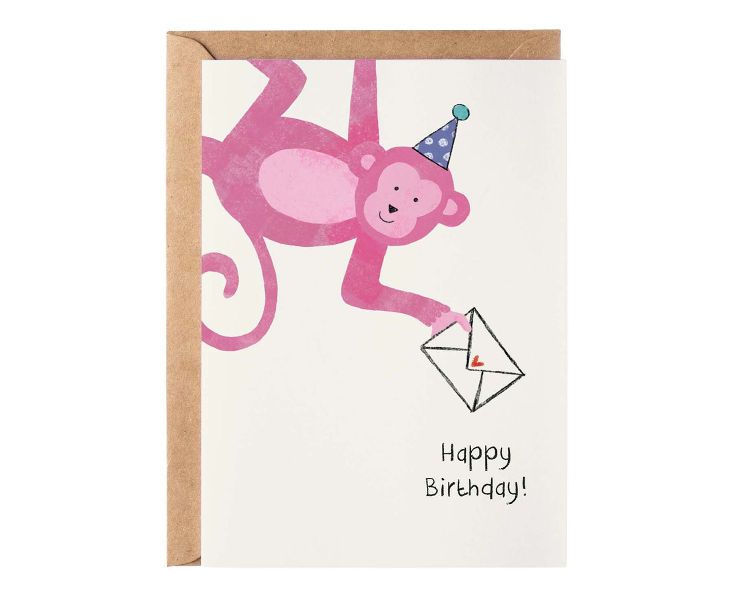 Happy Birthday Pink Monkey Kids Birthday Card