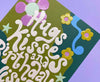 Hugs Kisses and Birthday Wishes embossed birthday card