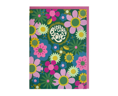 Birthday Love Embossed Floral birthday card