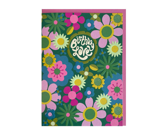 Birthday Love Embossed Floral birthday card