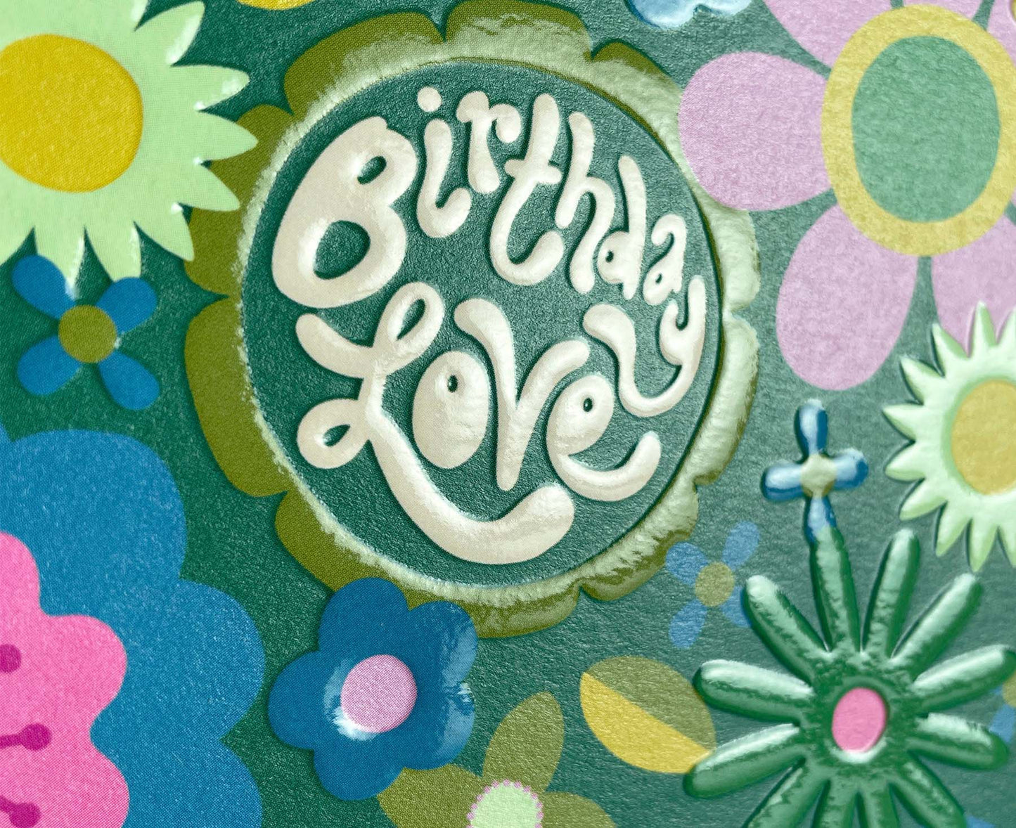 Birthday Love Embossed Floral birthday card