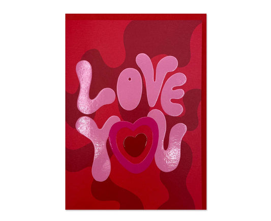 Love You Embossed Valentines Card