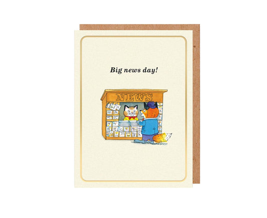Big News Day Richard Scarry Gold Foiled Mini Card