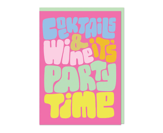 Cocktails & Wine It's Party Time embossed card