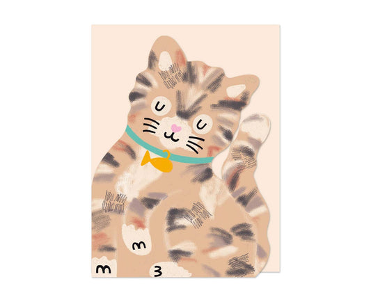 Tabby Kitten die-cut mini card
