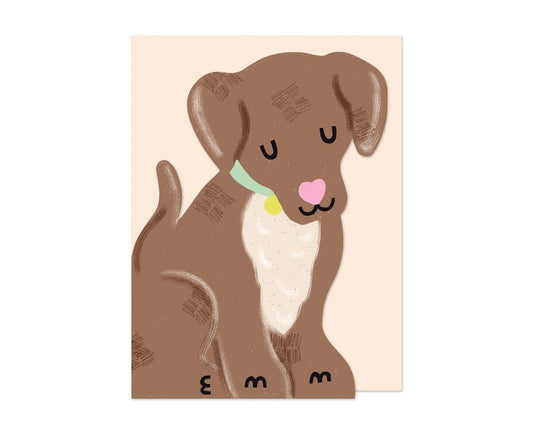 Chocolate Brown Puppy die-cut mini card