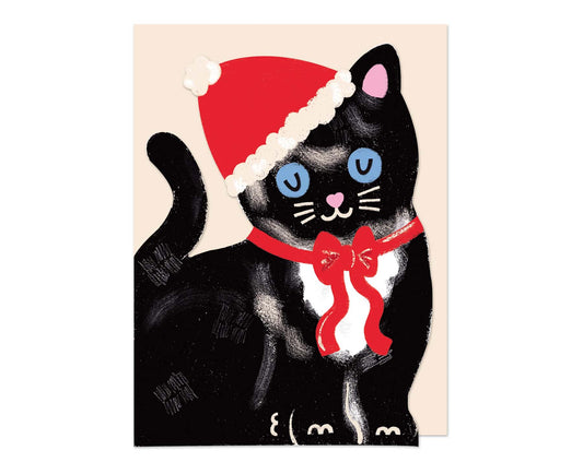 Black Kitten Cutout Mini Christmas card