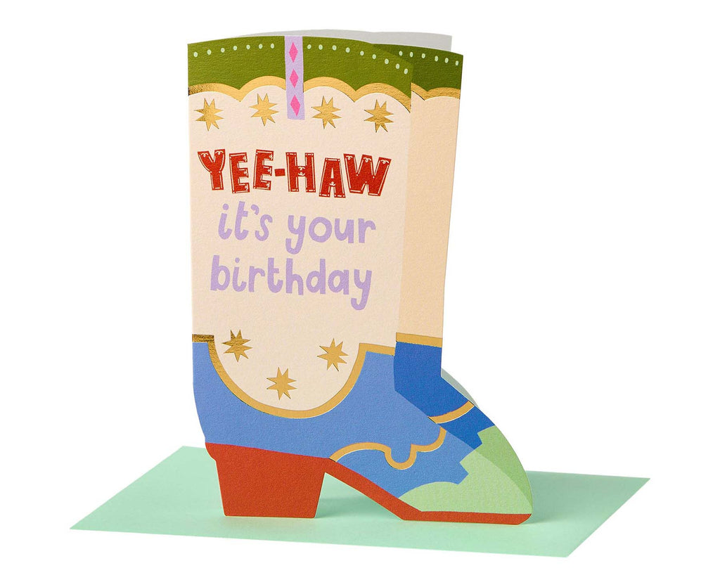 Yee-haw it's your Birthday Cowboy Boot Cutout Birthday Card