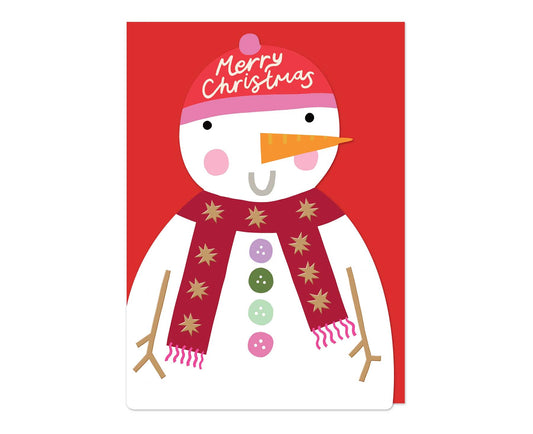 Snowman Cutout Gold Foiled Christmas card