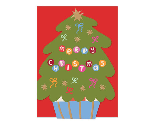Christmas Tree Cutout Gold Foiled Christmas card