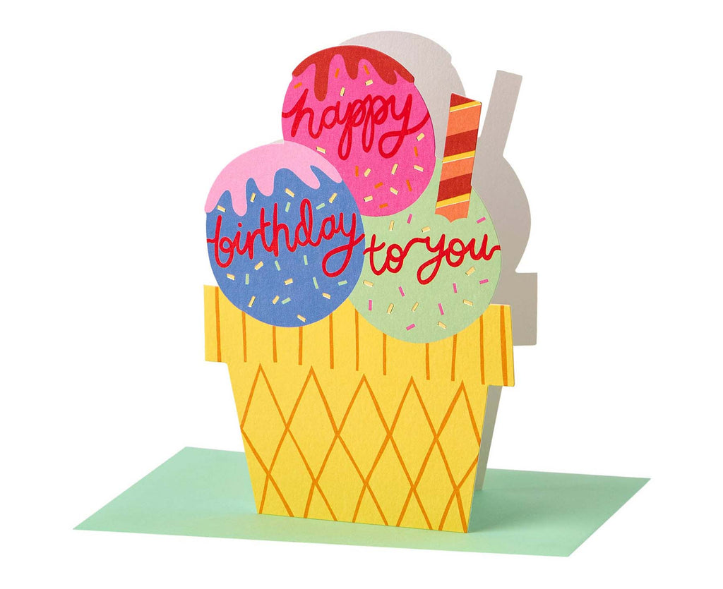 Happy Birthday To You Ice-cream Cutout Birthday Card