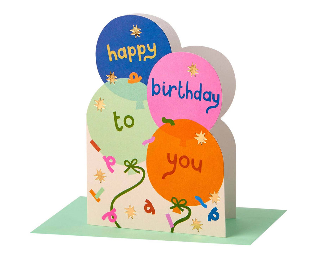 Happy Birthday to you Balloons Cutout Birthday Card