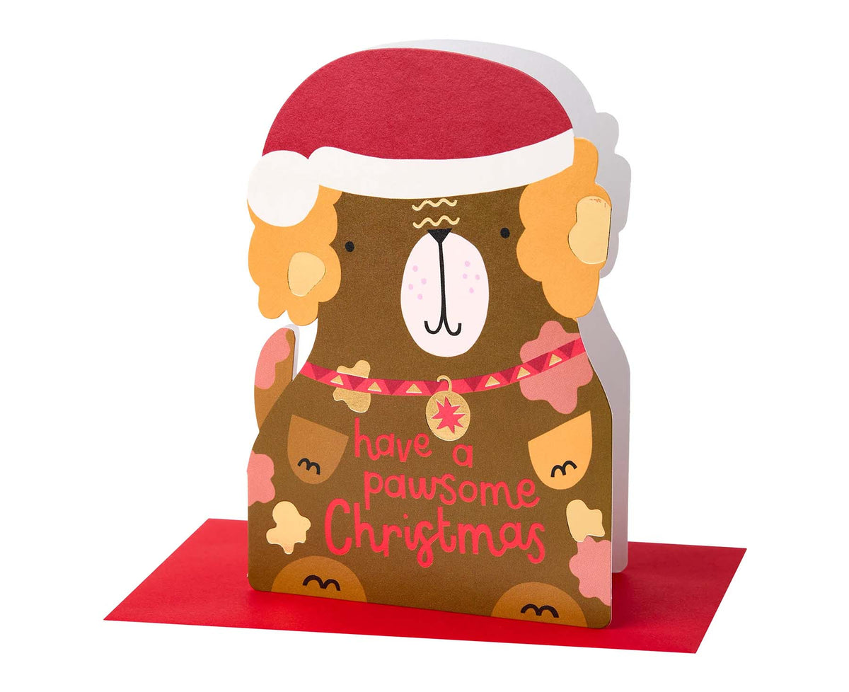 Have a Pawsome Christmas Dog Cutout Christmas Card