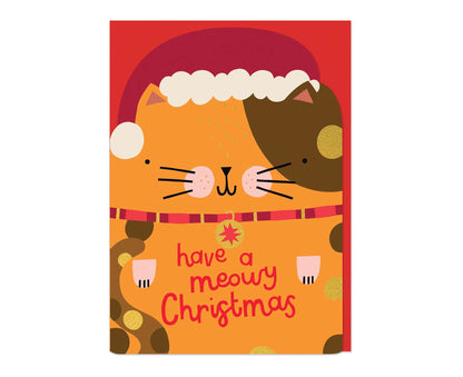 Have a Meowy Christmas Cat Cutout Christmas Card