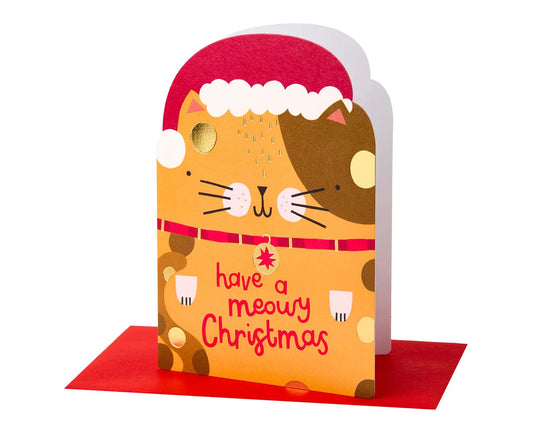 Have a Meowy Christmas Cat Cutout Christmas Card