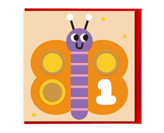 Embossed 1st Birthday Card Butterfly Birthday Card