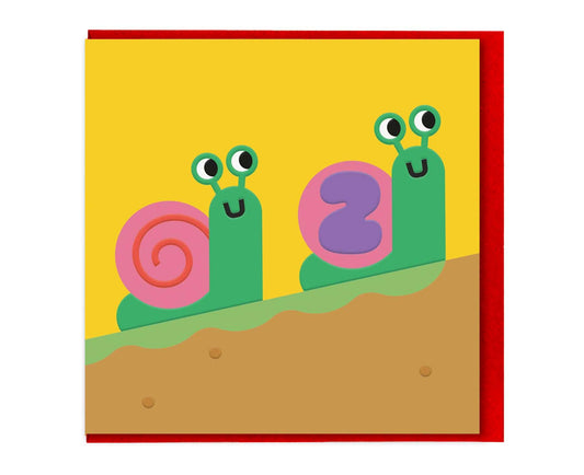Embossed 2nd Birthday Snails Birthday Card
