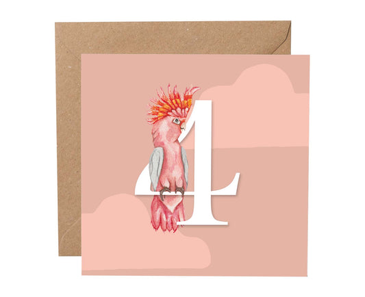 Cockatoo 4th Birthday Card