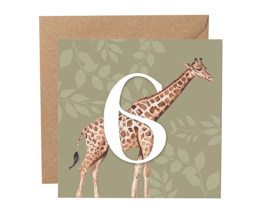 Giraffe 6th Birthday Card