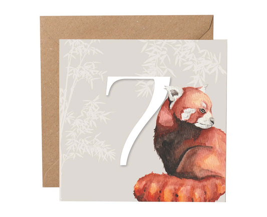 Red Panda 7th Birthday Card