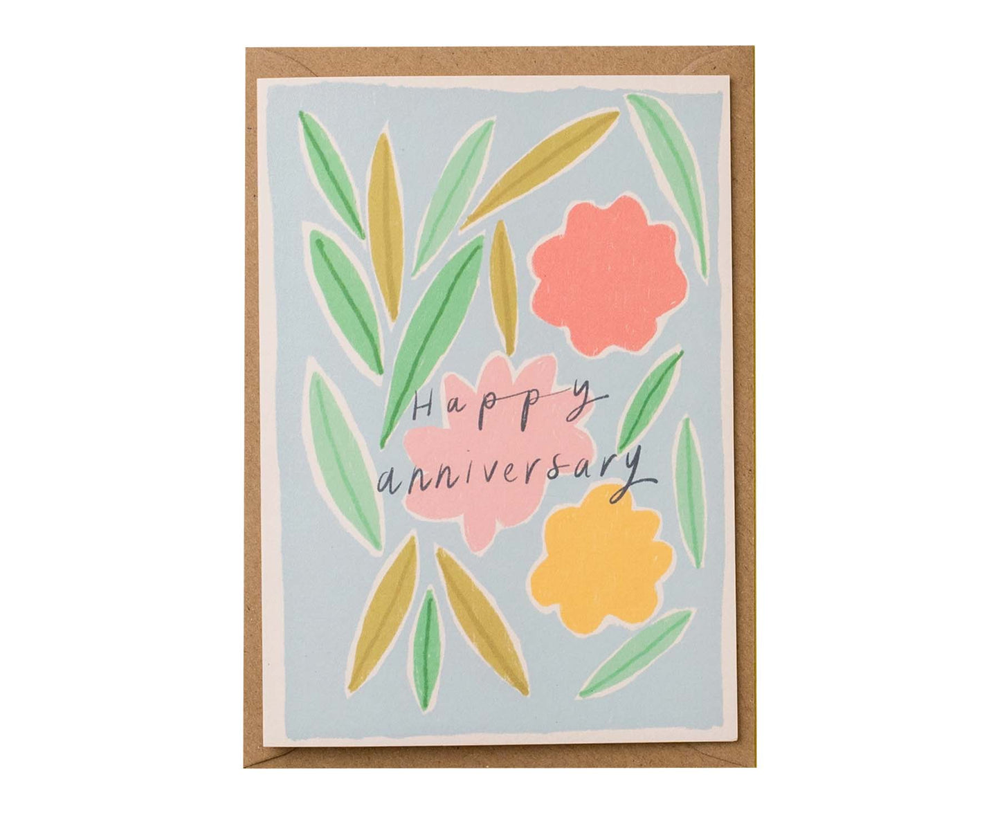 Happy Anniversary Floral Illustrated Anniversary Card