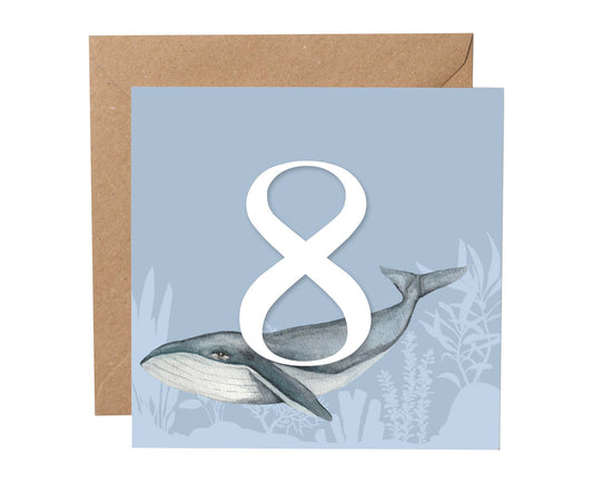Whale 8th Birthday Card